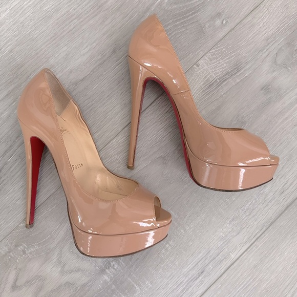 CHRISTIAN LOUBOUTIN Nude Patent Lady Peep Toe - Picture 2 of 6